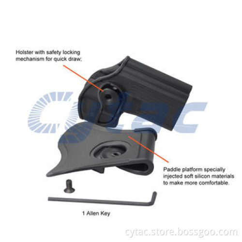 Gun holsters for Taurus 24/7, designed with release button, soft silicone paddle